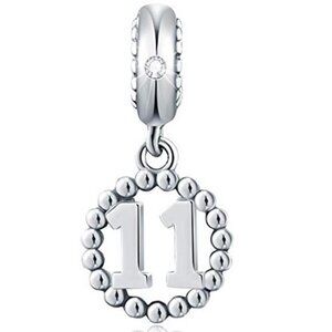 Sterling Silver Number Charm 925 Pendants Beads for Pandora Bracelet Necklace